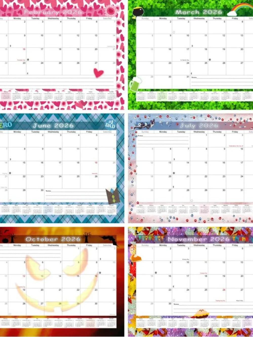 Personalized Custom 2027 Wall Calendar Spiral-bound - 12 Months. 11 x 8in. #08